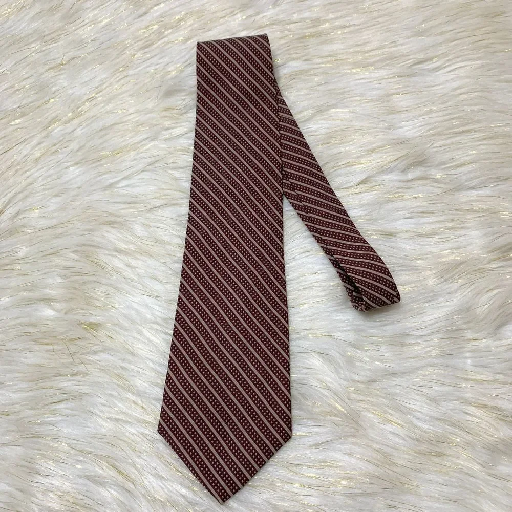 Brown stripe square men's silk necktie‎ Italy/USA